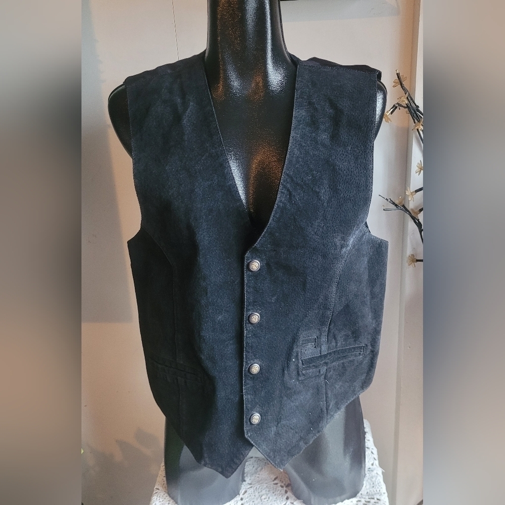 Intermission Vintage Black Leather Vest Size M